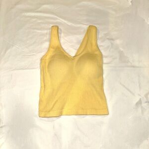 Sunny Yellow V-Neck Ribbed Tank Top